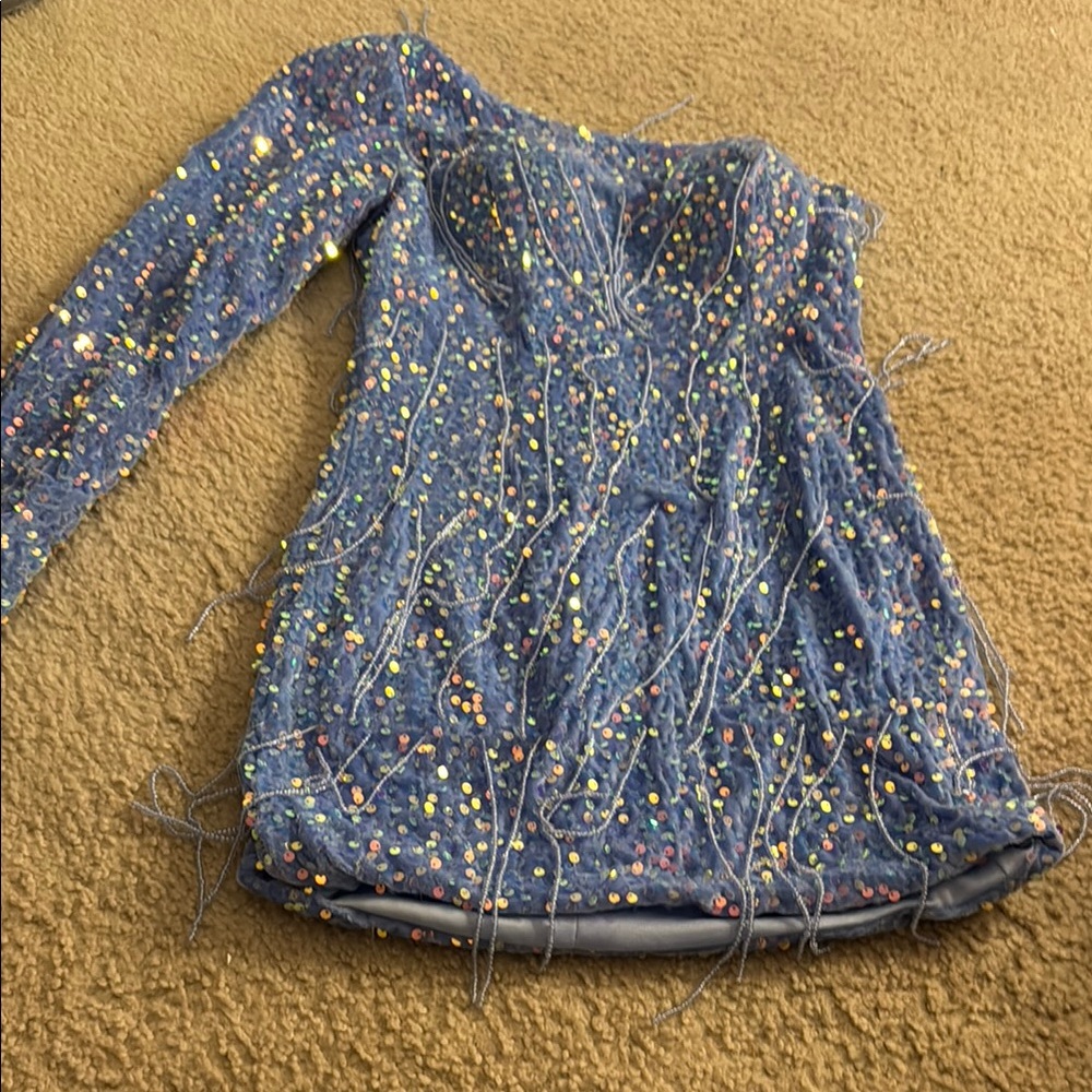 Sequin with blue tassels homecoming dress from kiss prom